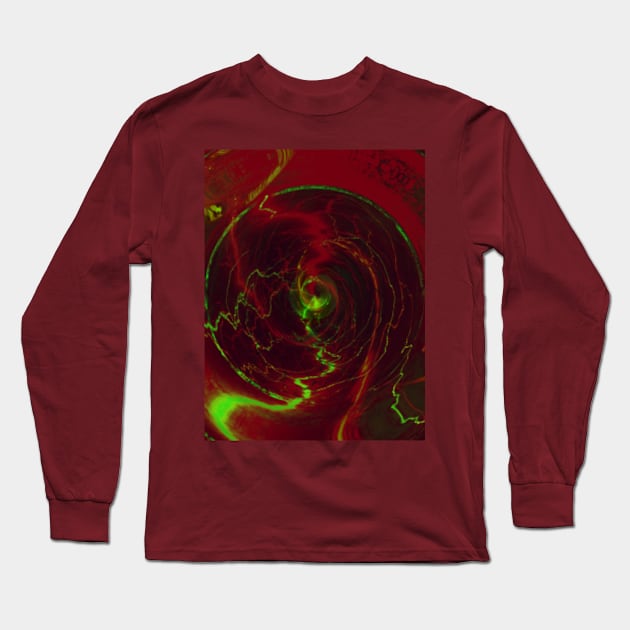 Digital collage, special processing. Energy flows, red and green. Circle. Long Sleeve T-Shirt by 234TeeUser234